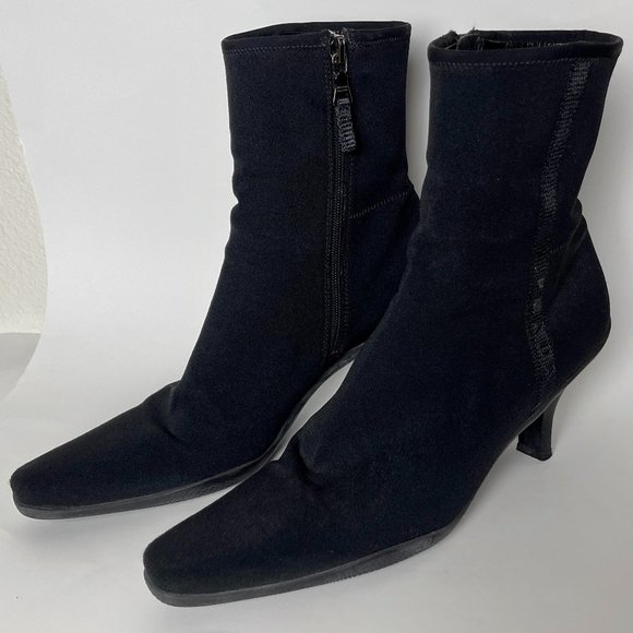 Prada | Sport Black Nylon Kitten Heel Boots - Picture 3 of 11